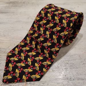 Dormeuil London Paris Silk Floral Rose Flower Handmade Tie - 3.75" Width